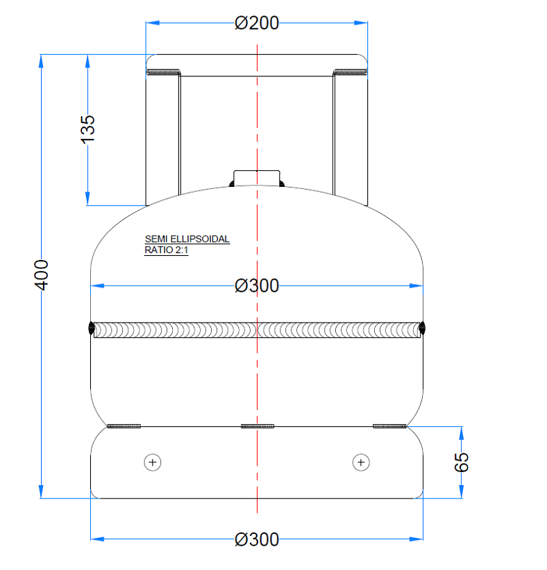 5.5 kg LPG Camping Cylinder 13L-Type 1 with size and dimensions displayed